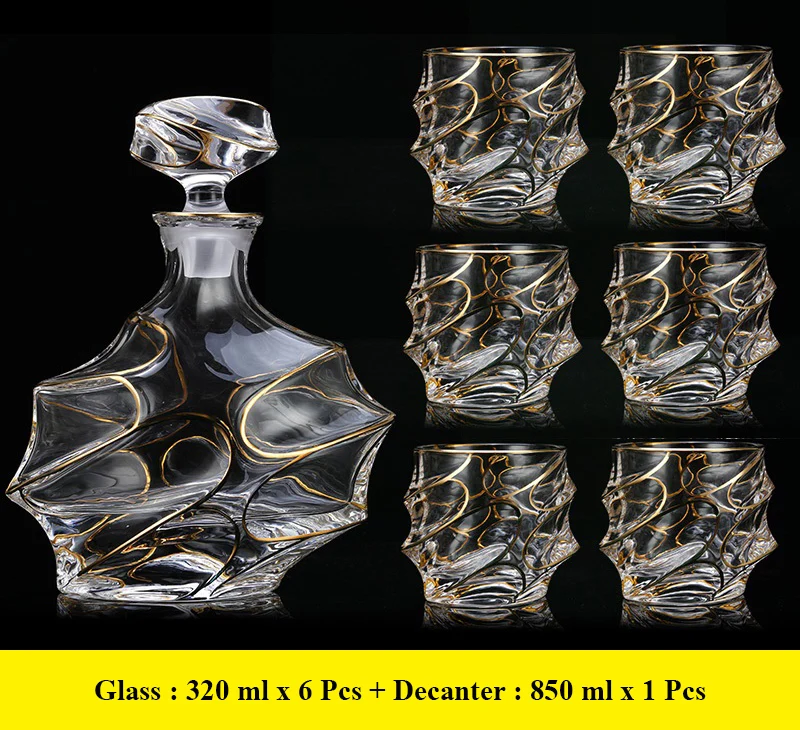 luxury lead-free whiskey decanter set with 6 Pcs whiskey wine glass for Alcohol Bourbon Scotch 7 Pcs Set 200903-05
luxury lead-free whiskey decanter set with 6 Pcs whiskey wine glass for Alcohol Bourbon Scotch 7 Pcs Set 200903-05