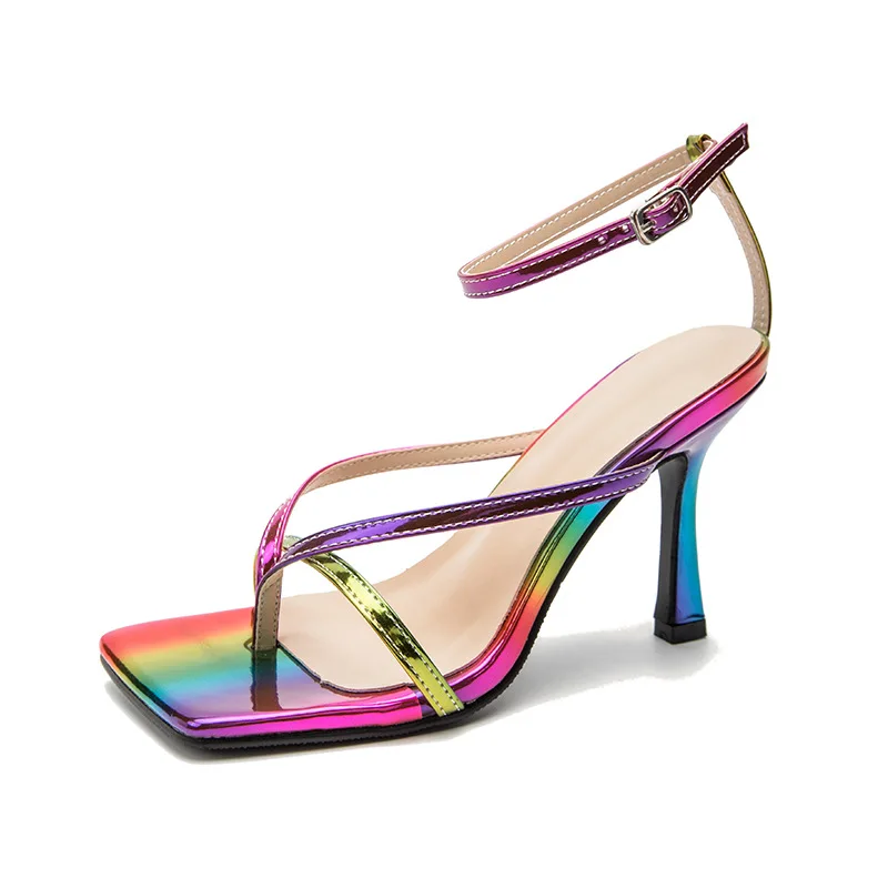 Женские сандалии на тонком высоком каблуке элегантные размера 36 42 разноцветные