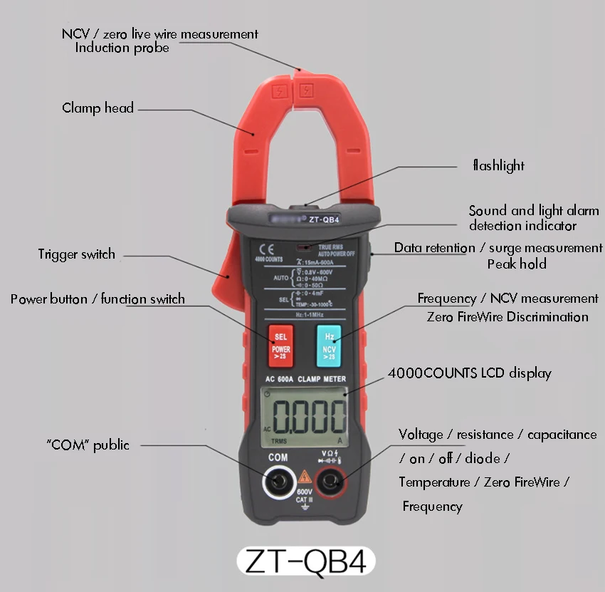 Digital Clamp Meter DC/AC Voltage True RMS Auto-Ranging 4000 Counts Multimeter Live Check Resistance, Capacitance, Diode
Digital Clamp Meter DC/AC Voltage True RMS Auto-Ranging 4000 Counts Multimeter Live Check Resistance, Capacitance, Diode