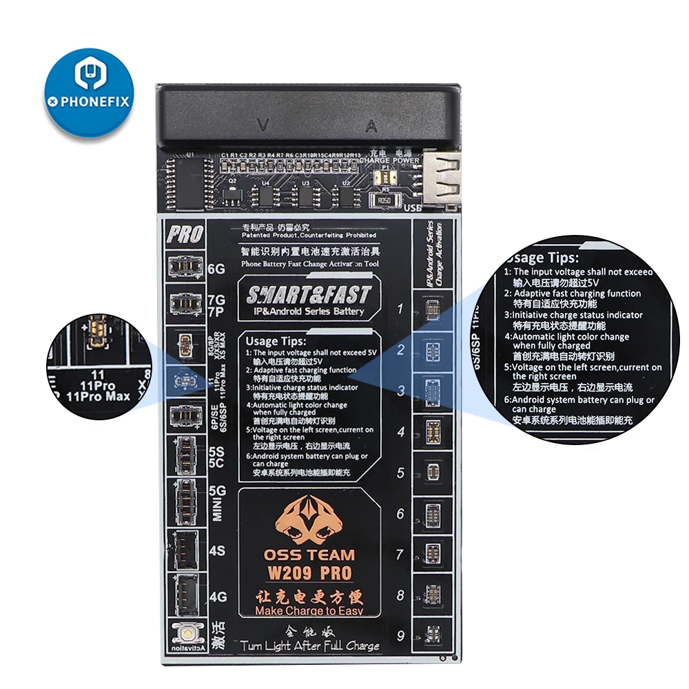 W209 Pro V6 2 IN 1 Battery Activation Board for iPhone 5 6 7 8 X XS Max 12Pro Max Samsung Xiaomi Circuit Board Charging Tester
W209 Pro V6 2 IN 1 Battery Activation Board for iPhone 5 6 7 8 X XS Max 12Pro Max Samsung Xiaomi Circuit Board Charging Tester