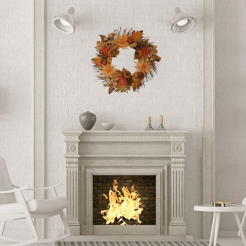 Fall Wreath, 18 Inch Chrysanthemum Pumpkin Wreath for Front Door Outside perfect for Autumn & Halloween-ABUX 
Fall Wreath, 18 Inch Chrysanthemum Pumpkin Wreath for Front Door Outside perfect for Autumn & Halloween-ABUX