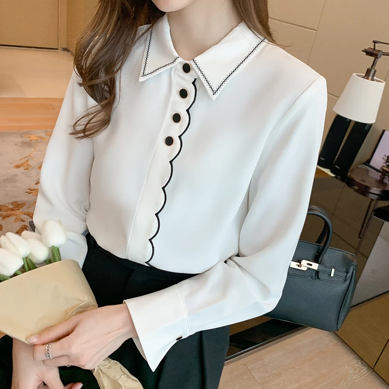 2021 Spring New Embroidery Simple White Long sleeved Shirt Chiffon Shirt Womens Top Small Fresh Casual Korean Fashion
2021 Spring New Embroidery Simple White Long sleeved Shirt Chiffon Shirt Womens Top Small Fresh Casual Korean Fashion