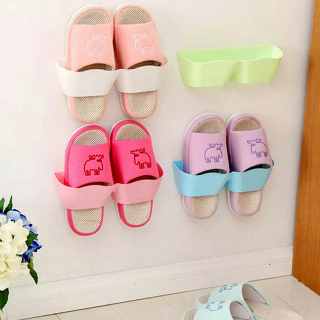 

Wall Hanging Sticky Display Shelf Shoes Organizer Closet Holder Storage Rack Door Hanging Holder Space-saving