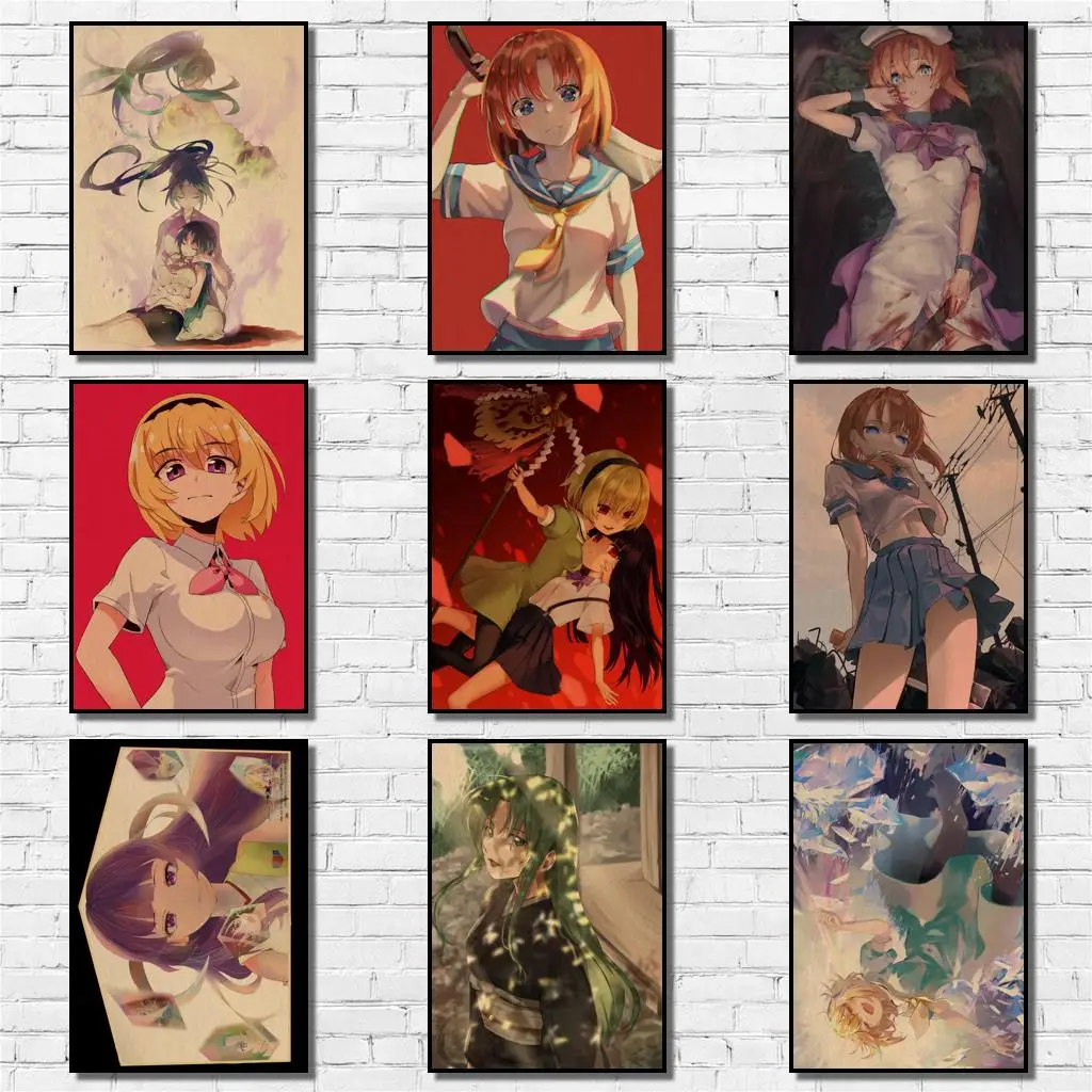 50 Дизайнов аниме Higurashi No Naku Koro Ni, когда они плачут, искусственные наклейки на стену для кофейни, бара 
50 Дизайнов аниме Higurashi No Naku Koro Ni, когда они плачут, искусственные наклейки на стену для кофейни, бара