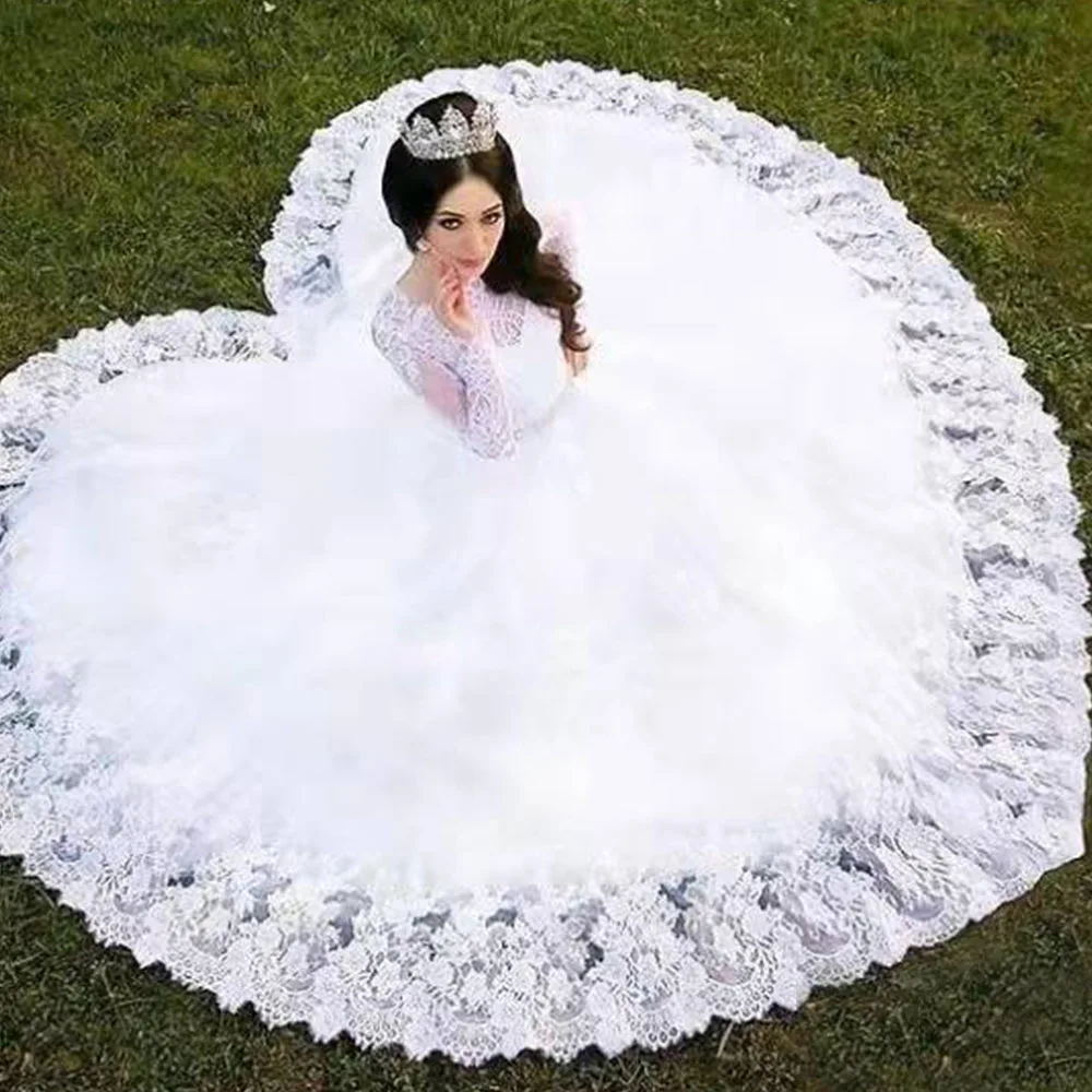 Arabian Hearted Wedding Dresses Applique O Neck Full Sleeves Lace Up Train Bridal Gowns Ball Gown robes de soirée فساتين السهر
Arabian Hearted Wedding Dresses Applique O Neck Full Sleeves Lace Up Train Bridal Gowns Ball Gown robes de soirée فساتين السهر