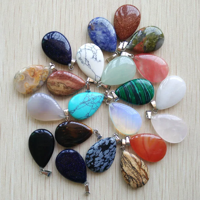 50pcs Wholesale Natural Stone Pendant Water Drop Shape Pendants Agates/ RoseQuartz/Tiger Eye Charms for Necklaces Jewelry Making
50pcs Wholesale Natural Stone Pendant Water Drop Shape Pendants Agates/ RoseQuartz/Tiger Eye Charms for Necklaces Jewelry Making
