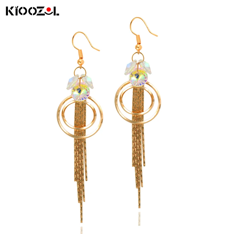 KIOOZOL Gold Long Fringe Ring Earrings with Crystal Gem Pendant Elegant Women's Wedding Party Jewelry 881 DP1
KIOOZOL Gold Long Fringe Ring Earrings with Crystal Gem Pendant Elegant Women's Wedding Party Jewelry 881 DP1