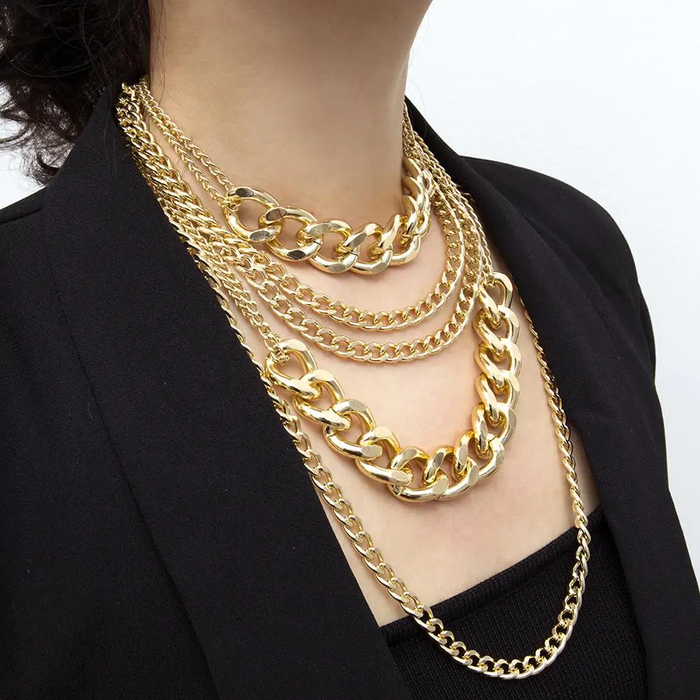 Punk Women Multi-layer Curb Chain Statement Necklace Rock Hip-hop Jewelry Gift necklace for women бижутерия для женщин 2020
Punk Women Multi-layer Curb Chain Statement Necklace Rock Hip-hop Jewelry Gift necklace for women бижутерия для женщин 2020