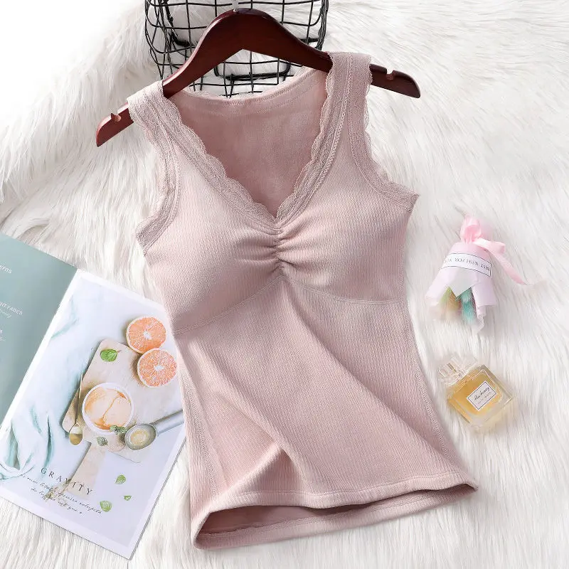 Women 2021 Autumn Winter Fashion Slim Underwear Vest Tops Female Lace V-neck Tanks Tops Ladies Solid Color Sleeveless Tops E150
Women 2021 Autumn Winter Fashion Slim Underwear Vest Tops Female Lace V-neck Tanks Tops Ladies Solid Color Sleeveless Tops E150