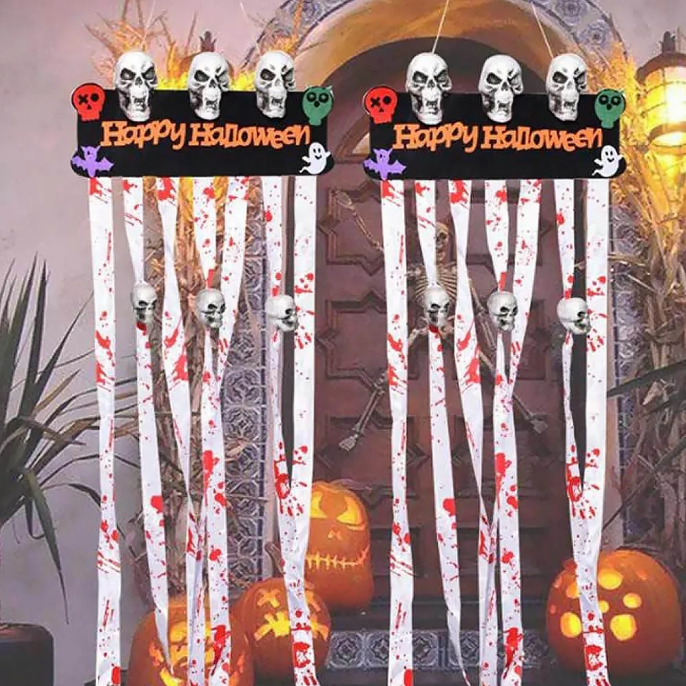 Halloween Door Curtain Skull Head Pendant Decorations Bloody Doorway Sign Porch Banner Cover for KTV Bar Scene Layout
Halloween Door Curtain Skull Head Pendant Decorations Bloody Doorway Sign Porch Banner Cover for KTV Bar Scene Layout