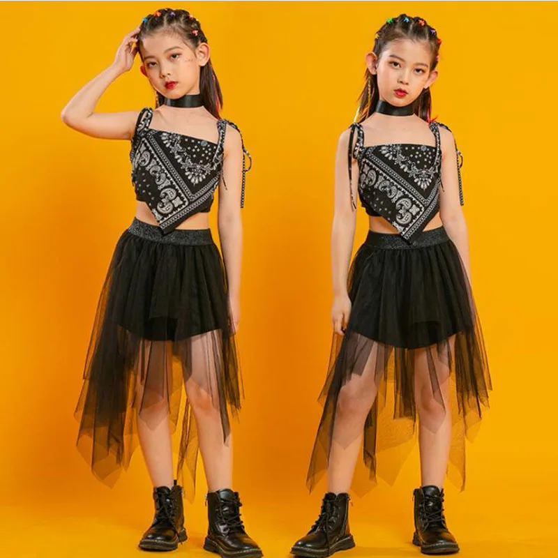 Children Hip Hop Clothing Black Print Tank Top Crop Chocker Pleated Mesh Skirt For Singers Girls Jazz Show Dance Costume Set
Children Hip Hop Clothing Black Print Tank Top Crop Chocker Pleated Mesh Skirt For Singers Girls Jazz Show Dance Costume Set