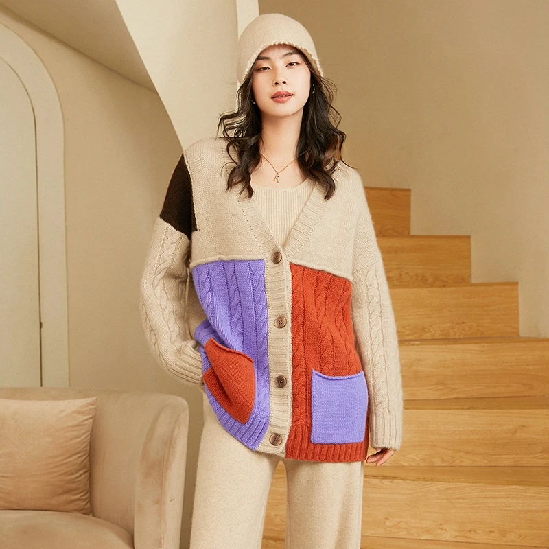 Winter three-needle 6-ply yarn knitted thick 100% cashmere sweater ladies stitching color sweater
Winter three-needle 6-ply yarn knitted thick 100% cashmere sweater ladies stitching color sweater