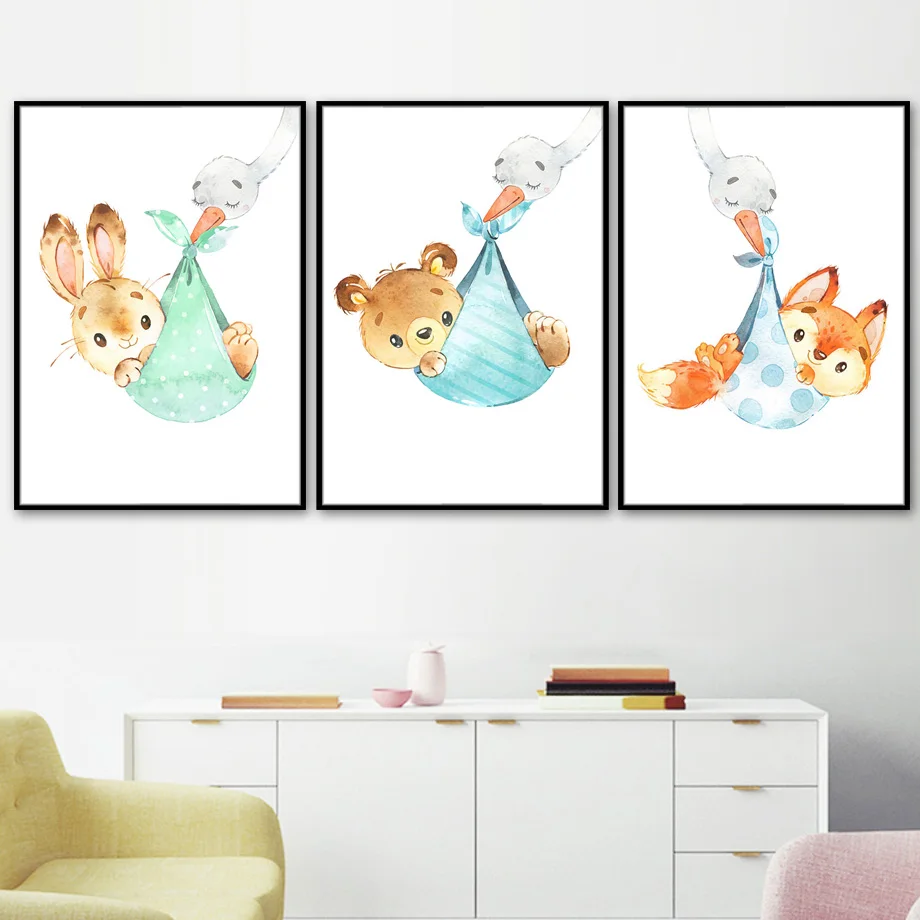 Swan Baby Bear Rabbit Fox Raccoon Wall Art Canvas Painting Cartoon Nordic Girl Boy Kids Room Decor Posters Prints Wall Pictures
Swan Baby Bear Rabbit Fox Raccoon Wall Art Canvas Painting Cartoon Nordic Girl Boy Kids Room Decor Posters Prints Wall Pictures