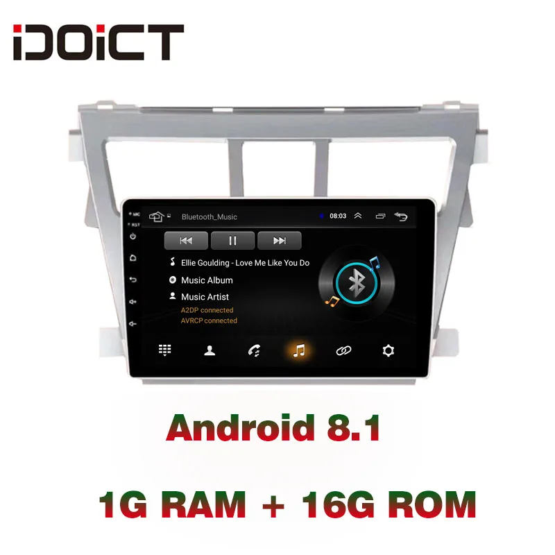 IDOICT Android 8 1 автомобильный DVD плеер GPS навигация Мультимедиа для Toyota Vios Yaris радио
