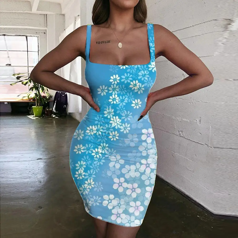 Женский сарафан с 3D-принтом KYKU, синее платье с цветочным принтом в Корейском стиле, лето 2019 
Женский сарафан с 3D-принтом KYKU, синее платье с цветочным принтом в Корейском стиле, лето 2019