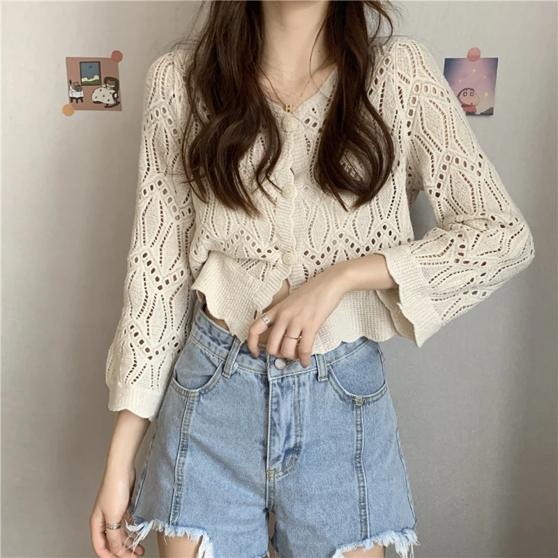 Spring Summer Sweater Women Sexy Cut Out Knitted Cardigan Long Sleeve Thin Sunscreen Air Conditioning Short Sweater Female M56
Spring Summer Sweater Women Sexy Cut Out Knitted Cardigan Long Sleeve Thin Sunscreen Air Conditioning Short Sweater Female M56