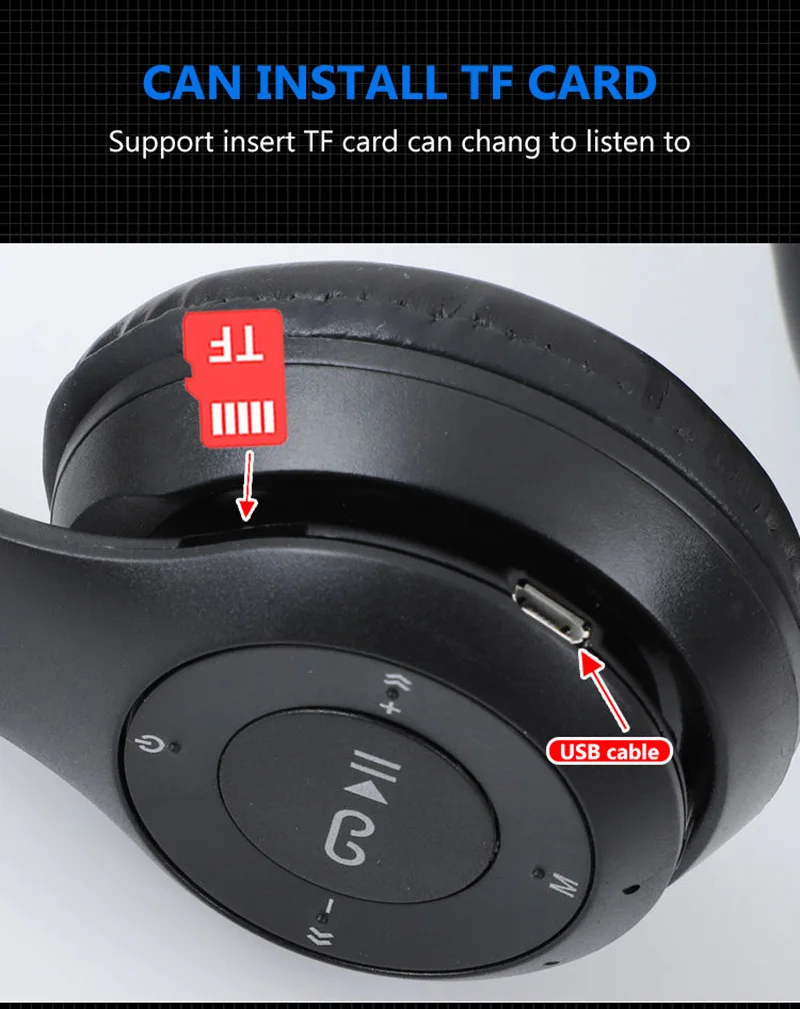 Многофункциональные Беспроводные стерео Bluetooth наушники MP3 плеер FM радио