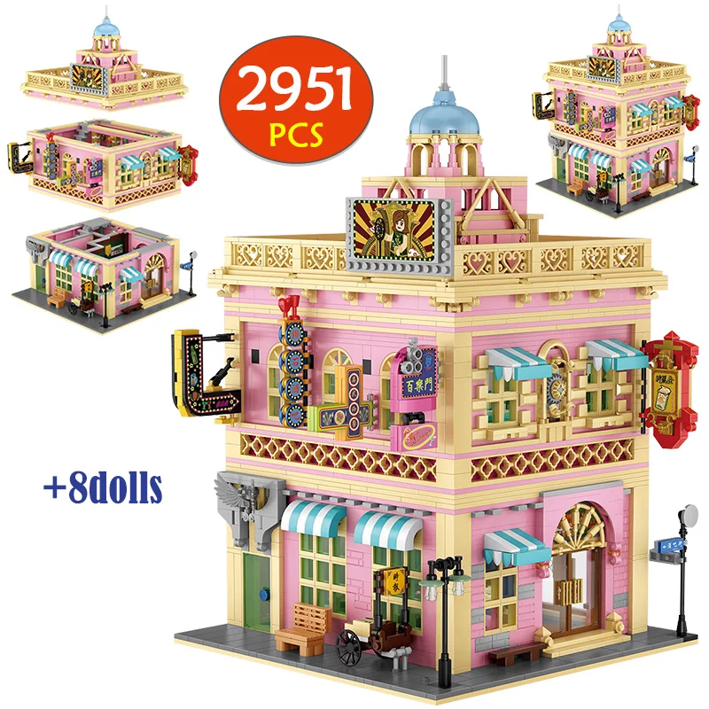 

2951pcs Mini City Street View Traditional Three Layers Bar Building Blocks Friends Castle Figures Bricks Toys For Children Gifts