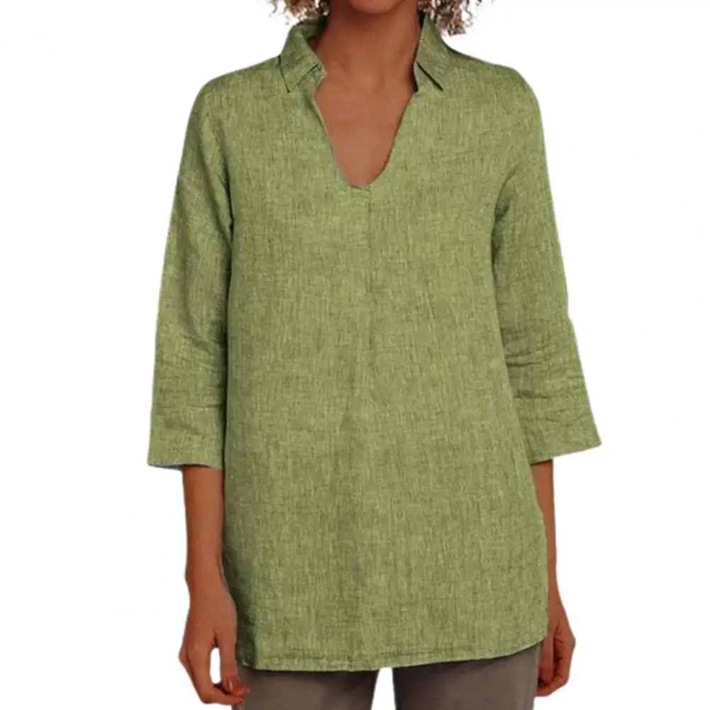 Women Fashion Casual 3/4 Sleeve Casual Blouse Turn-down Collar Quick Drying V Neck Solid Color Blouse Home Daily wear
Women Fashion Casual 3/4 Sleeve Casual Blouse Turn-down Collar Quick Drying V Neck Solid Color Blouse Home Daily wear
