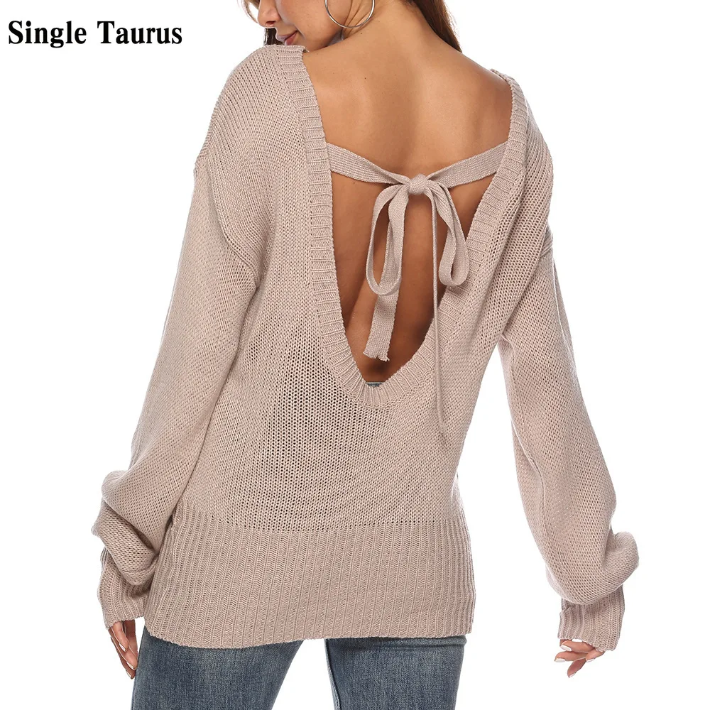 Knitted Sweater Solid Color Long Sleeve Blackless Bow Korean Knitwear Pullovers Sweater Autumn Winter Streetwear Loose Knit Tops
Knitted Sweater Solid Color Long Sleeve Blackless Bow Korean Knitwear Pullovers Sweater Autumn Winter Streetwear Loose Knit Tops