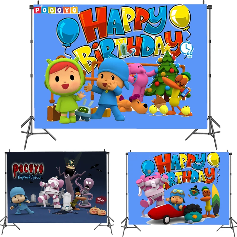Виниловый фон для фотосъемки с изображением героев мультфильмов Pocoyo украшения