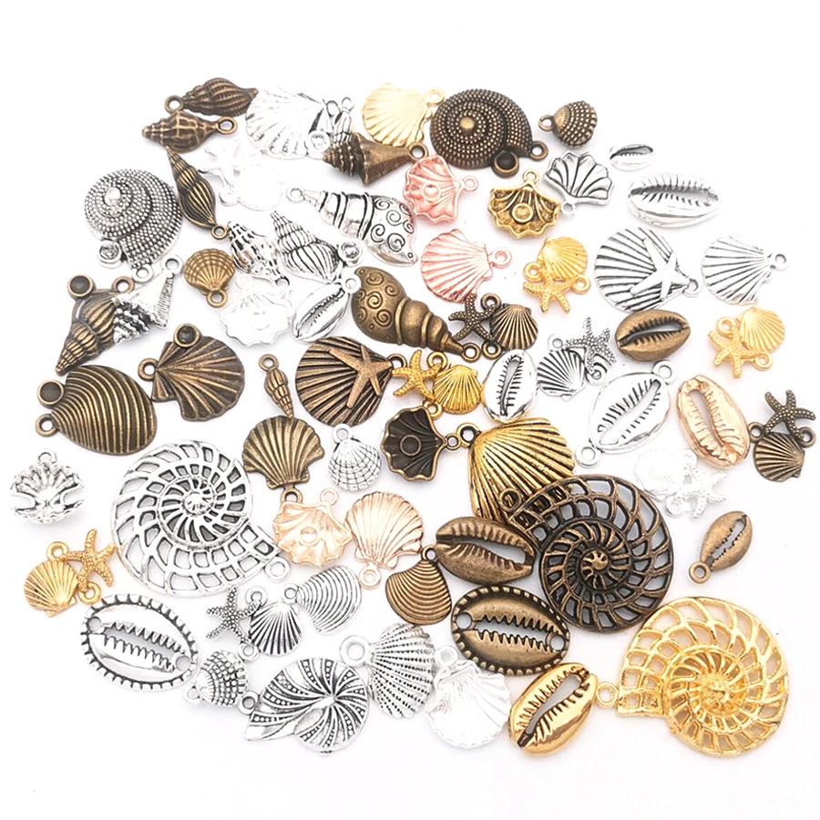 50 г 100 DIY Смешанные Sea Shell Подвески рыбы Русалка черепаха дельфин Морская звезда