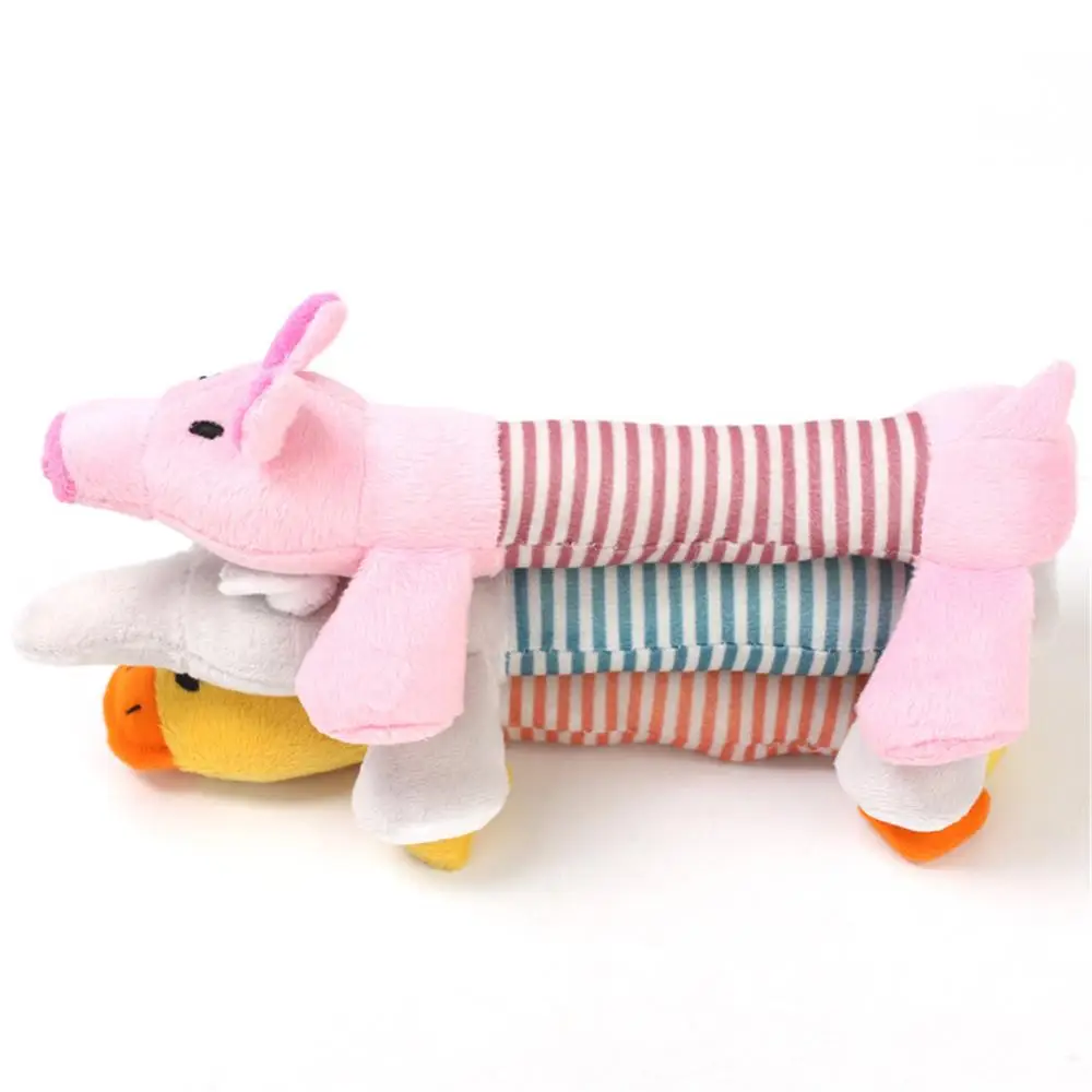 

Dog Chew Squeak Fleece Toy Cute Striped Plush Elephant Duck Pig Sounding Toys Puppy Cleaning Teeth Molar Biting Squeaky Toys