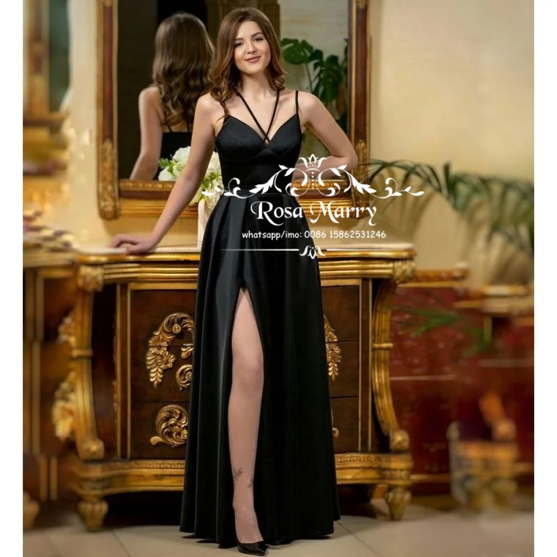 Women Black Satin Cheap Prom Dresses 2021 A Line High Side Split Long Satin Straps Formal Evening Party Gowns For Girls
Women Black Satin Cheap Prom Dresses 2021 A Line High Side Split Long Satin Straps Formal Evening Party Gowns For Girls