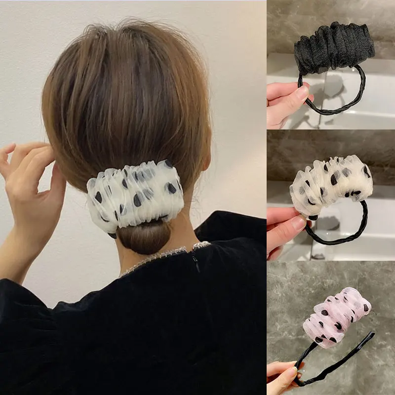 

Bun Hairstyle Hairdressing Tools Hair Stick Hairpin Net Yarn Polka Dot Hair Scrunchies Women Fashion Elegant Hair Accessories
