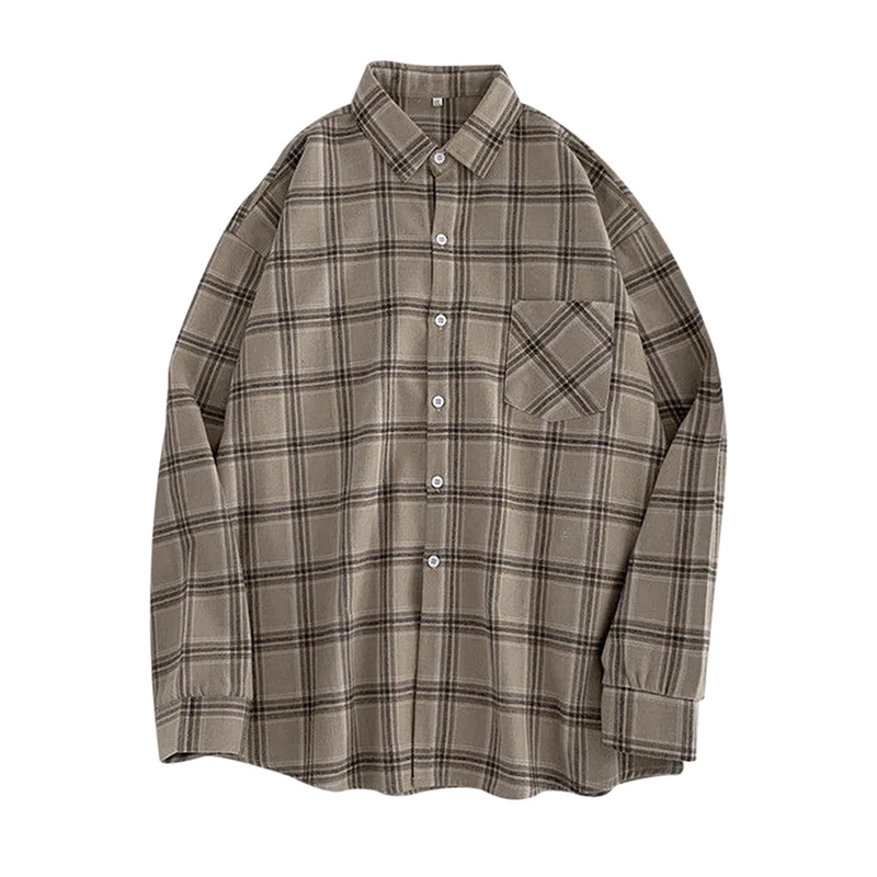 Women Shirt Plaid Oversized Brown Top Turn-down Collar Leisure Fashion Loose All-match Long Sleeves Soft Chic Korean Style Top
Women Shirt Plaid Oversized Brown Top Turn-down Collar Leisure Fashion Loose All-match Long Sleeves Soft Chic Korean Style Top