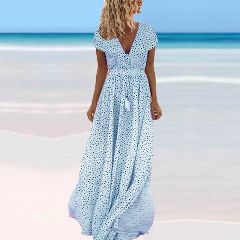 Women V-Neck Chiffon Maxi Long Cottagecore Dresses Vacation Beach Boho Polka Dot Dress New 2021 Oversized Summer Dress Vestido
Women V-Neck Chiffon Maxi Long Cottagecore Dresses Vacation Beach Boho Polka Dot Dress New 2021 Oversized Summer Dress Vestido