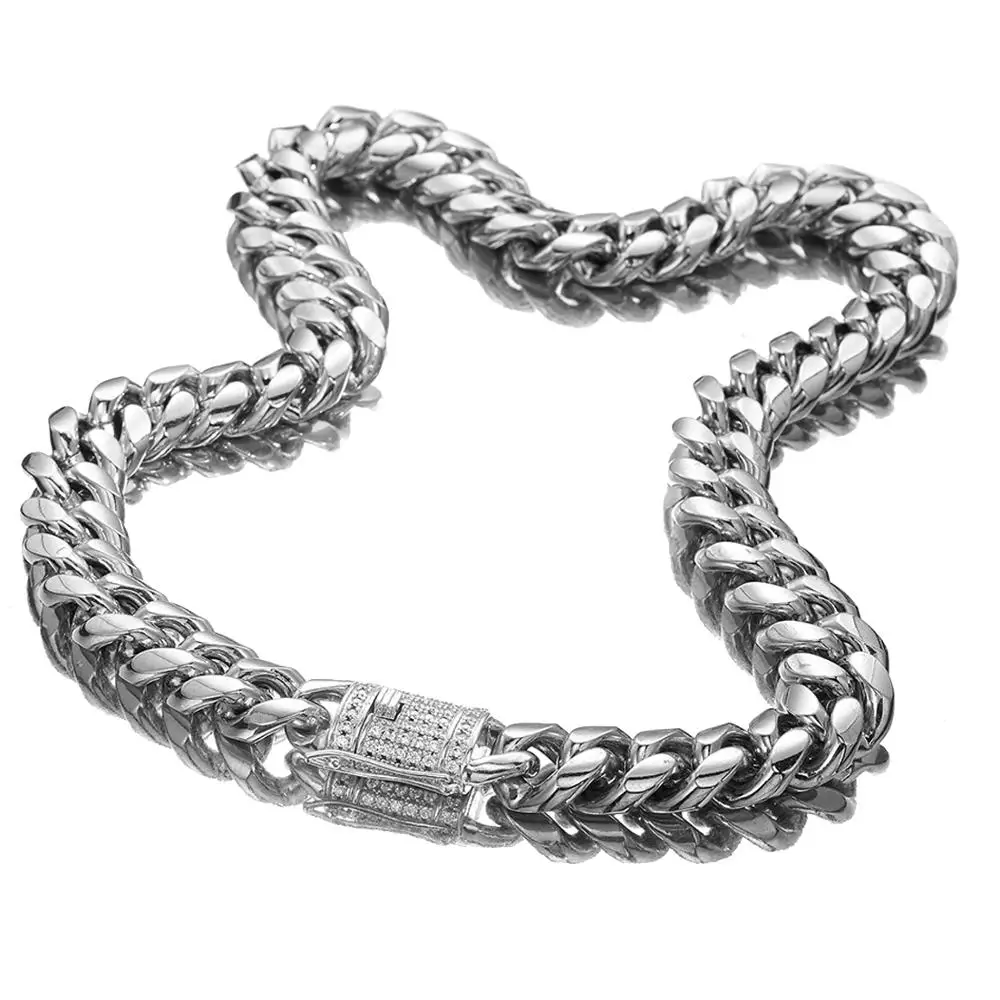 18mm Wide High Quality Men Hip Hop 316L Stainless Steel Curb Cuban Link Chain Necklace Rhinestone Buttons
18mm Wide High Quality Men Hip Hop 316L Stainless Steel Curb Cuban Link Chain Necklace Rhinestone Buttons