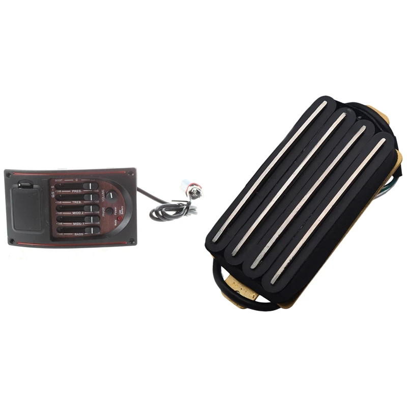 Acoustic Guitar Pre-Wired Preamp 5 Band EQ Tuner Piezo Pickup With Guitar High Output Four Coil Humbucker Pickup
Acoustic Guitar Pre-Wired Preamp 5 Band EQ Tuner Piezo Pickup With Guitar High Output Four Coil Humbucker Pickup