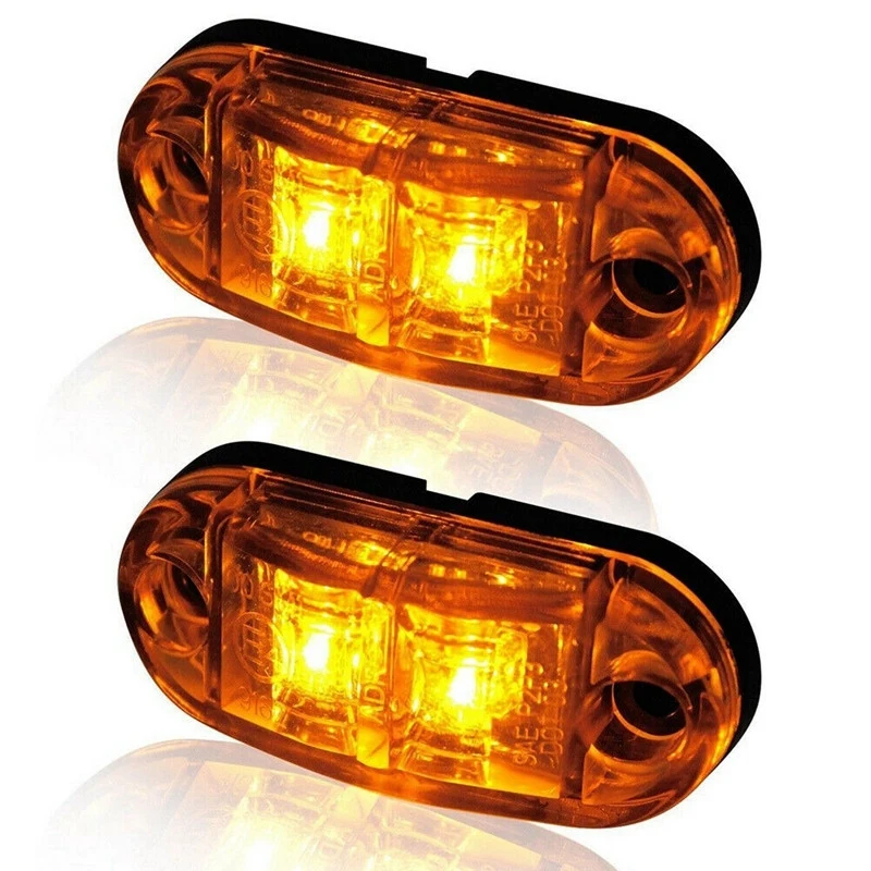 

2PCS Warning Light LED 2 Led 12V 24V Atuo Car Truck Trailer Side Light Tailligh Marker Tail Lamp Truck Accessorie White Red