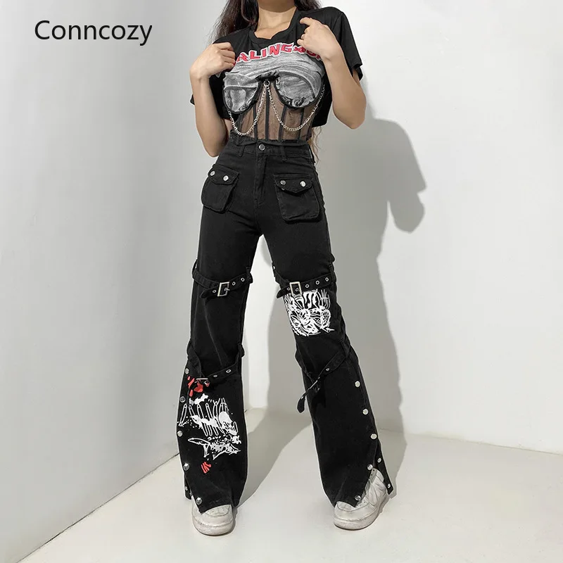 Женские облегающие мешковатые джинсы в готическом стиле, черные джинсовые брюки с мультяшным принтом в стиле Харадзюку, брюки с высокой тал...
Женские облегающие мешковатые джинсы в готическом стиле, черные джинсовые брюки с мультяшным принтом в стиле Харадзюку, брюки с высокой тал...