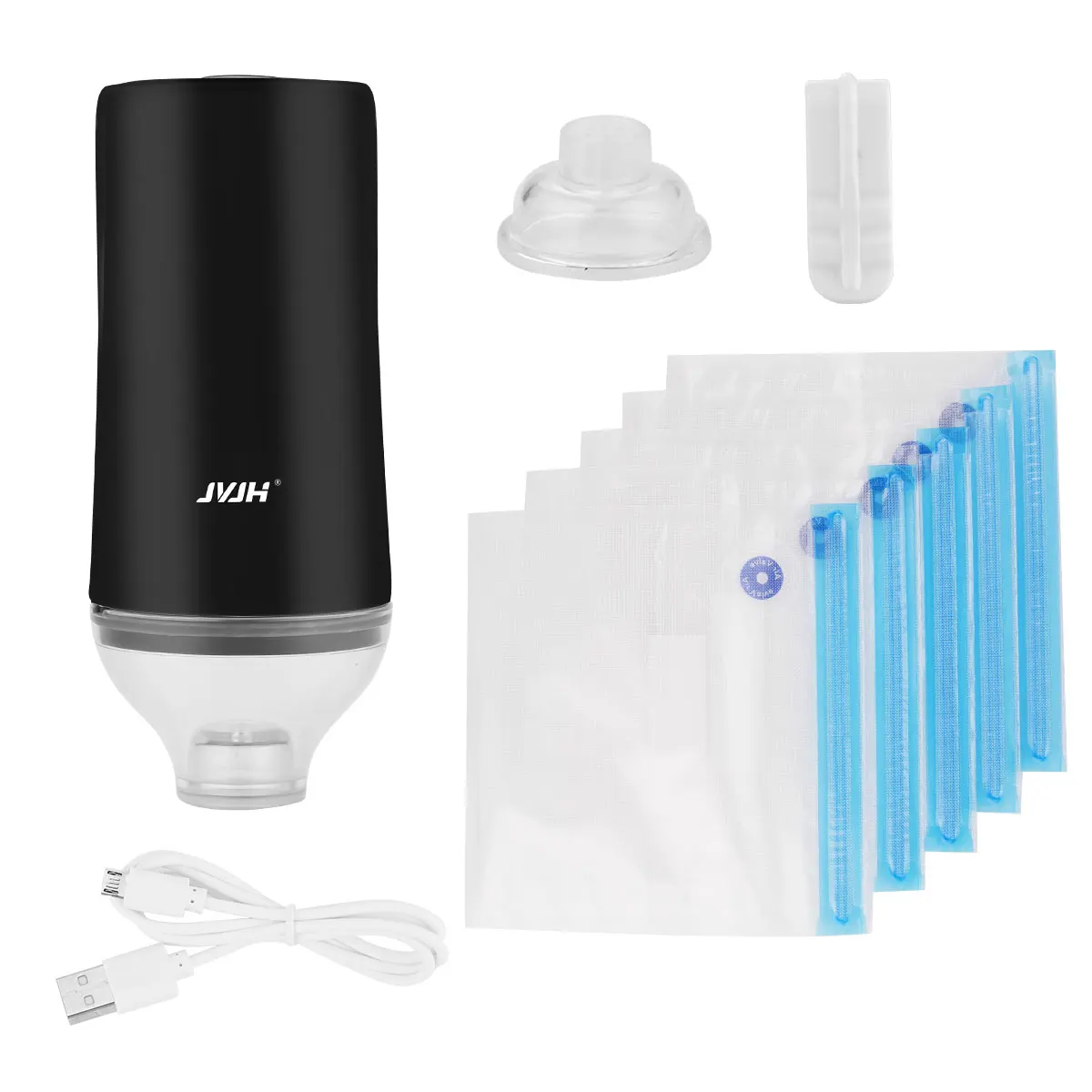 

JVJH Handheld Food Vacuum Sealer with 5Pcs Reusable Food Saver Storage bags Handy Vacuum Sealing Machine for Food Preservation
