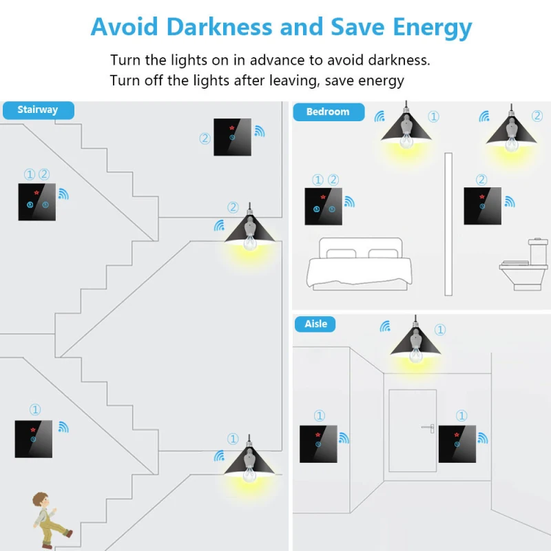 2/3 Gang E26 E27 Smart Light Bulb Switch 433Mhz RF Home 110V 220V Wireless Remote Control Touch Lamp Bulb Wall Switch
2/3 Gang E26 E27 Smart Light Bulb Switch 433Mhz RF Home 110V 220V Wireless Remote Control Touch Lamp Bulb Wall Switch