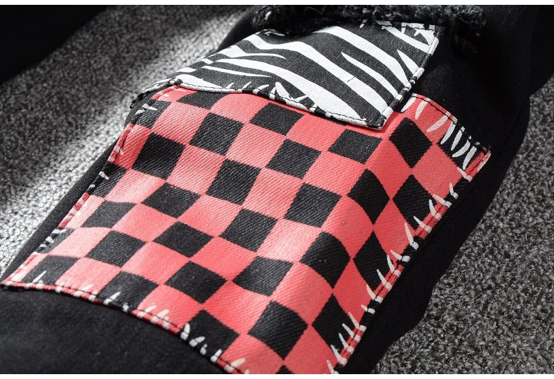 Rivets Patchwork Mens Black Jeans Streetwear Slim Stretch Denim Ripped Boyfriend Jeans Hip Hop Designer Jeans for Men Clothing
Rivets Patchwork Mens Black Jeans Streetwear Slim Stretch Denim Ripped Boyfriend Jeans Hip Hop Designer Jeans for Men Clothing