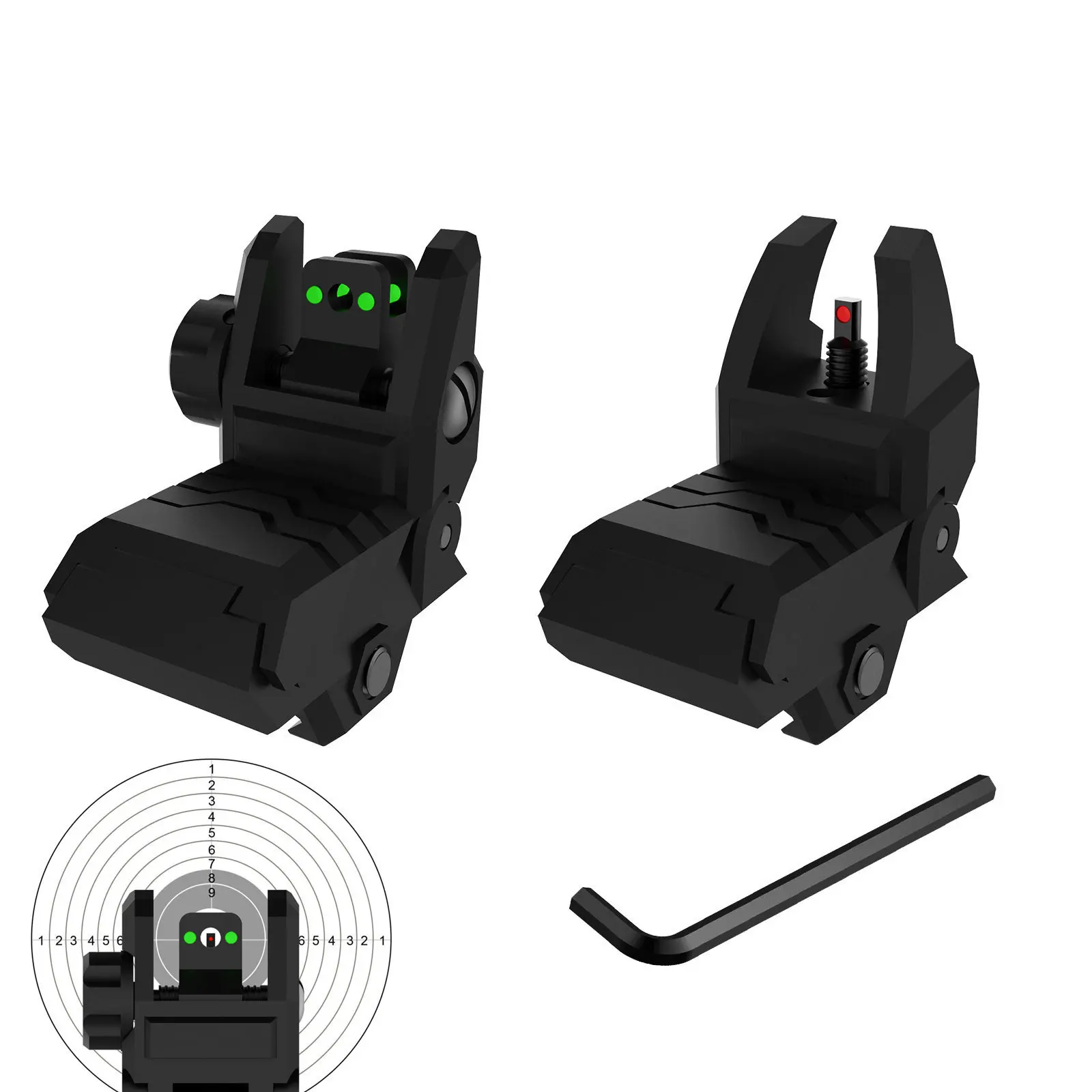 Tactical Folding Fiber Iron Sight Flip-up Front and Rear Sights Fiber Optics Sights Back Up Sight for Picatinny Weaver Rails
Tactical Folding Fiber Iron Sight Flip-up Front and Rear Sights Fiber Optics Sights Back Up Sight for Picatinny Weaver Rails