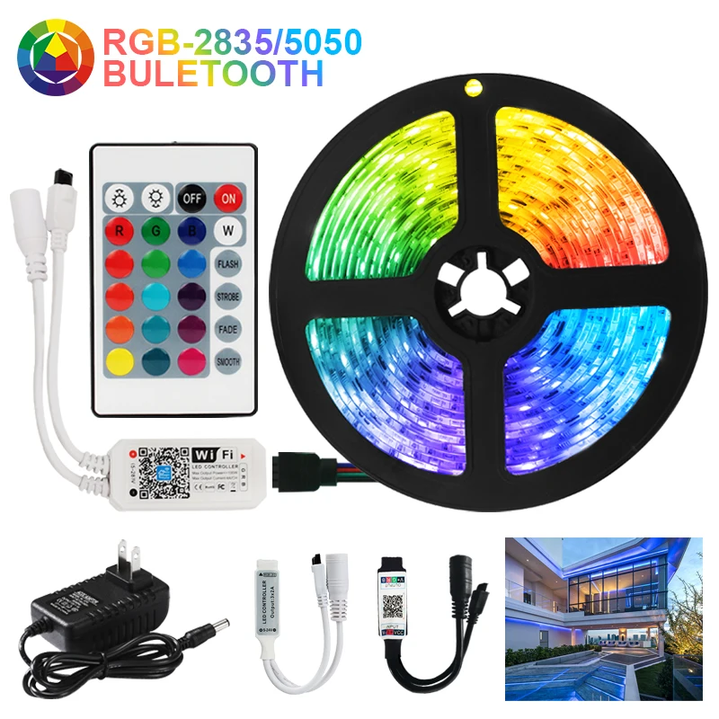 Светодиодная лента RGB с Bluetooth, Wi-Fi, Luces LED 5050, SMD2835, гибкая водонепроницаемая лента, диодный пульт дистанционного управления, освещение 5 м10м15м, ... 
Светодиодная лента RGB с Bluetooth, Wi-Fi, Luces LED 5050, SMD2835, гибкая водонепроницаемая лента, диодный пульт дистанционного управления, освещение 5 м10м15м, ...
