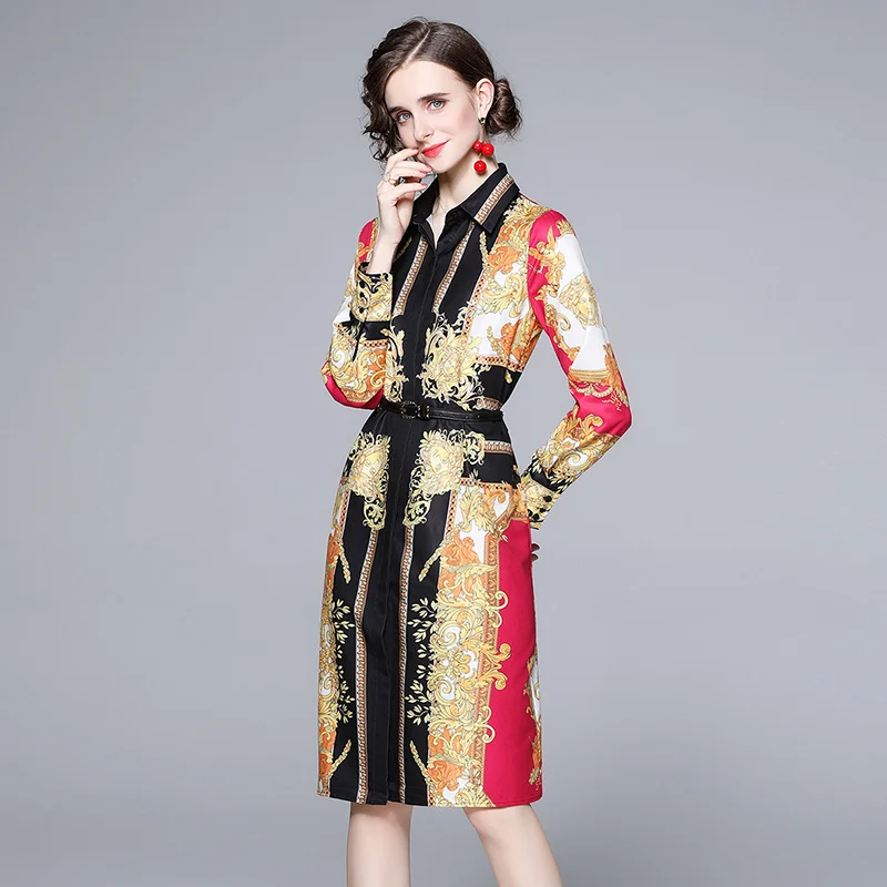 Chikichi 2021 Spring and Autumn New Fashion and Elegant Women's Chinese Retro Printed Waist Belt Was Thin Mid-length Shirt Dress
Chikichi 2021 Spring and Autumn New Fashion and Elegant Women's Chinese Retro Printed Waist Belt Was Thin Mid-length Shirt Dress