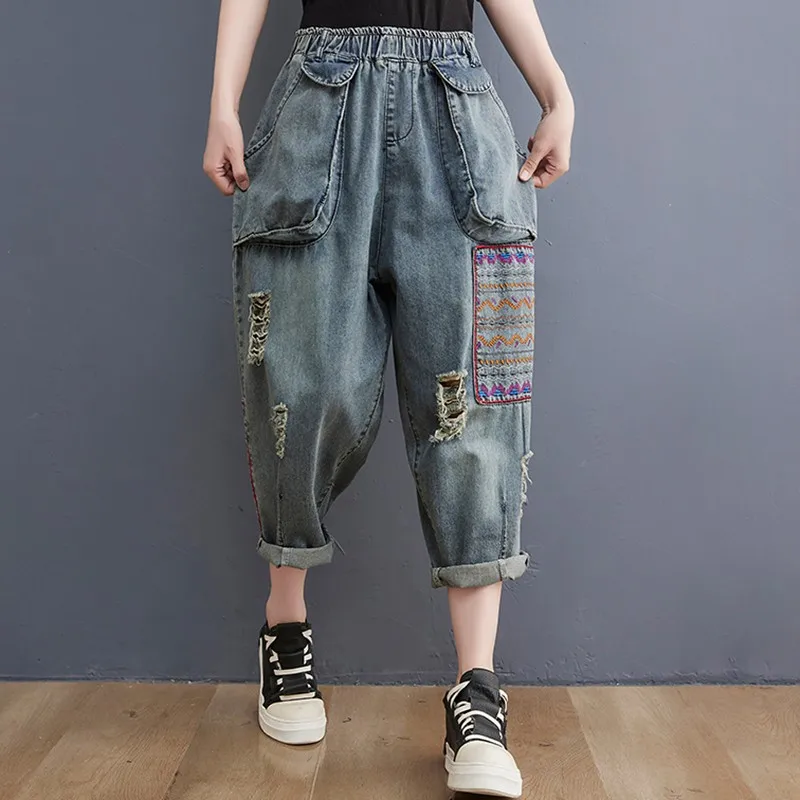 Women Summer Casual Boyfriend Jeans New Arrival 2021 Fashion Street Style Vintage Embroidery Loose Female Denim Harem Pants B525
Women Summer Casual Boyfriend Jeans New Arrival 2021 Fashion Street Style Vintage Embroidery Loose Female Denim Harem Pants B525