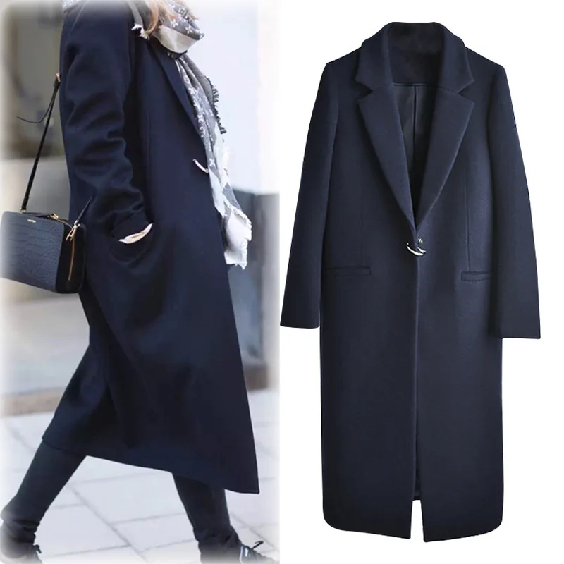 Elegant Lady Autumn Winter Single Button Long Wool Coat Female Long Sleeve Lapel Collar Overcoat Vintage Parka Jacket Black 2020
Elegant Lady Autumn Winter Single Button Long Wool Coat Female Long Sleeve Lapel Collar Overcoat Vintage Parka Jacket Black 2020
