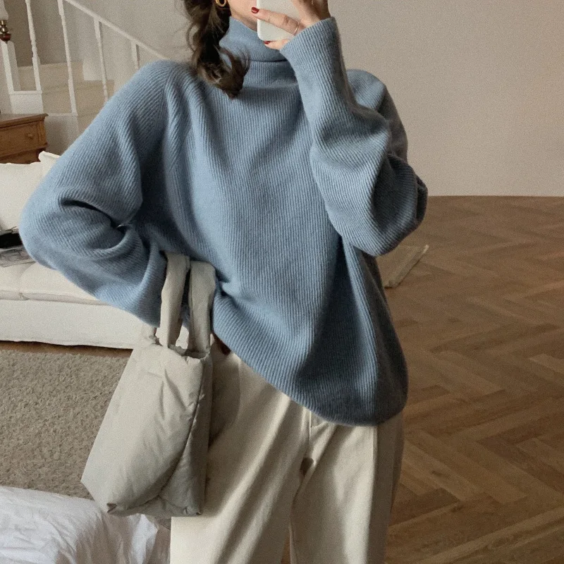 Autumn Winter Women Knitted Turtleneck Sweater 2021 Basic Pullovers Jumper Raglan Sleeve Loose Crochet Top
Autumn Winter Women Knitted Turtleneck Sweater 2021 Basic Pullovers Jumper Raglan Sleeve Loose Crochet Top