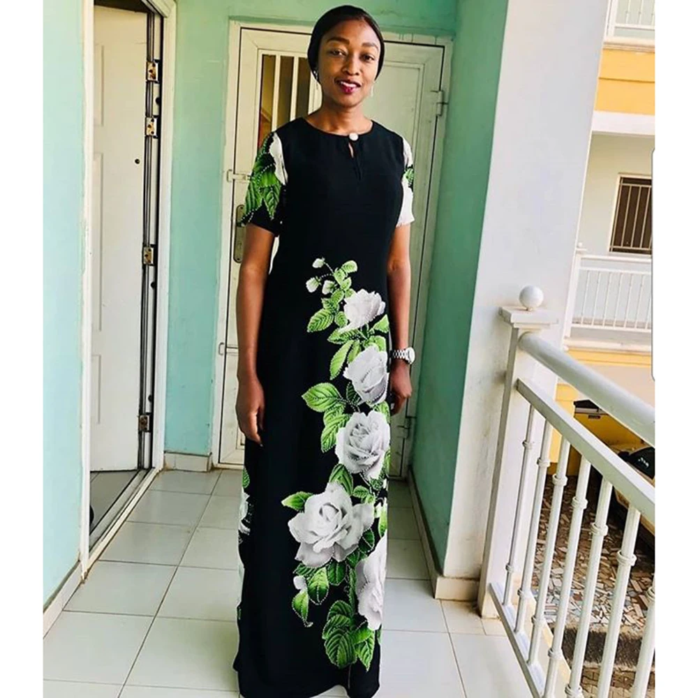 Elegant Dresses For Women 2020 Flowers Print Short Sleeve African Long Maxi Dress Loose Femme Plus Size Clothes Ankara Fashion 
Elegant Dresses For Women 2020 Flowers Print Short Sleeve African Long Maxi Dress Loose Femme Plus Size Clothes Ankara Fashion