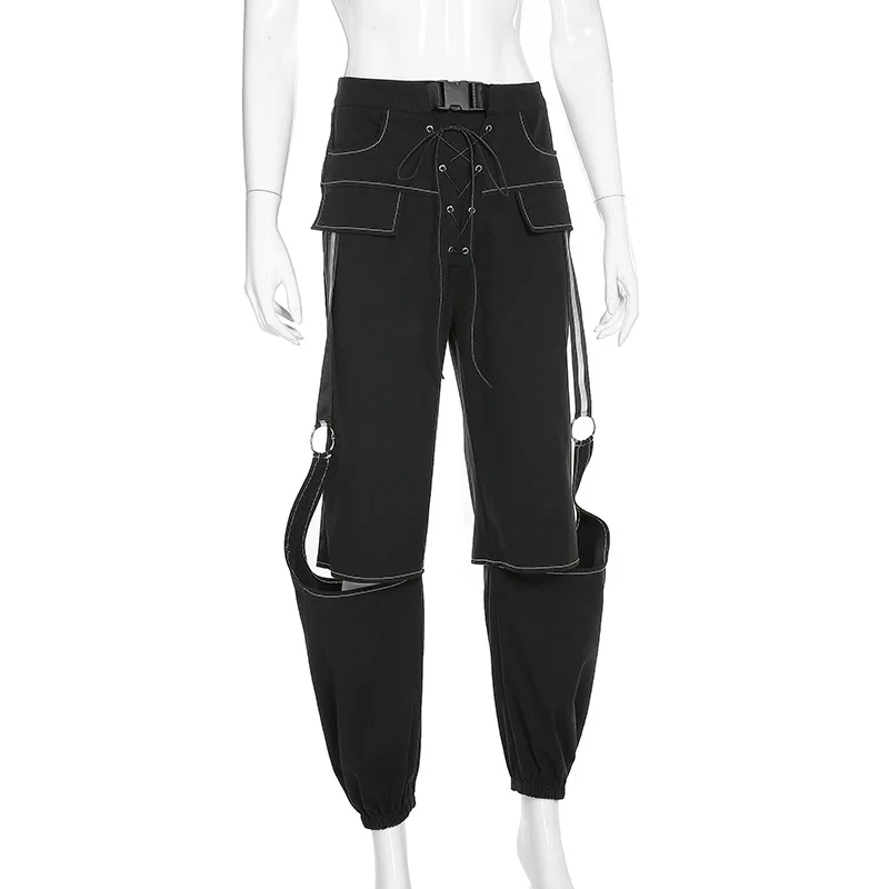 Black Cargo Women Pants Trousers Hollow Out High Waist Pants Hip Hop Trousers Lace Up Reflective Sweatpants Streetwear Woman
Black Cargo Women Pants Trousers Hollow Out High Waist Pants Hip Hop Trousers Lace Up Reflective Sweatpants Streetwear Woman