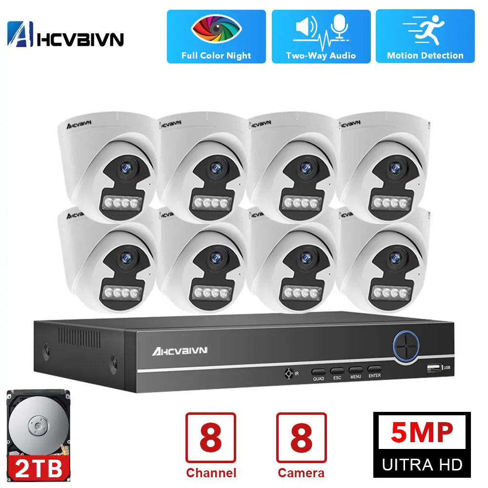 H.265 8CH 5MP Color POE Security Camera System Kit AI Face Detection Audio Record IP Camera IR CCTV Video Surveillance NVR Set
H.265 8CH 5MP Color POE Security Camera System Kit AI Face Detection Audio Record IP Camera IR CCTV Video Surveillance NVR Set