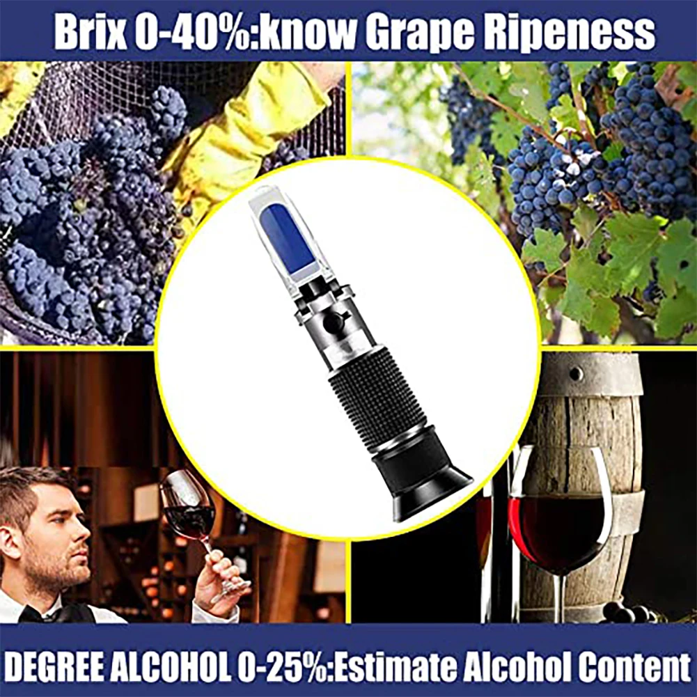 Refractometer Sugar Content Scale Original Measuring Degree For Wine Brewing 0-40% Brix 0-25% Vol Alcohol Dual Scale With ATC
Refractometer Sugar Content Scale Original Measuring Degree For Wine Brewing 0-40% Brix 0-25% Vol Alcohol Dual Scale With ATC