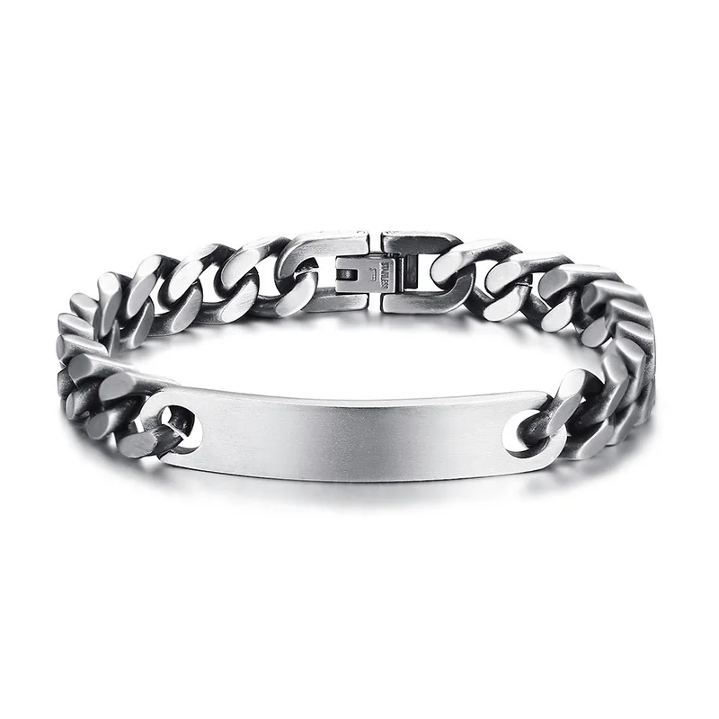 Antique Oxidised Finish Stainless Steel Mens Curb Cuban ID Bracelet With Optional Engraving 8 Inch
Antique Oxidised Finish Stainless Steel Mens Curb Cuban ID Bracelet With Optional Engraving 8 Inch