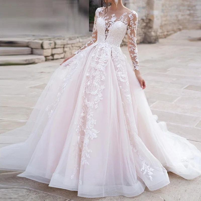 Long Sleeve Princess Wedding Dress 2021 Tulle Bride Dresses Chapel Train Appliques Bridal Gowns Vestido De Noiva
Long Sleeve Princess Wedding Dress 2021 Tulle Bride Dresses Chapel Train Appliques Bridal Gowns Vestido De Noiva